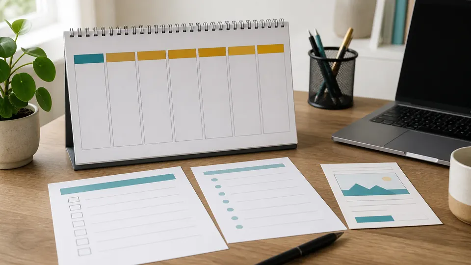Sieben-Tage-Plan mit Kalender, Checklisten und kleinem geprüften ChatGPT-Arbeitsergebnis